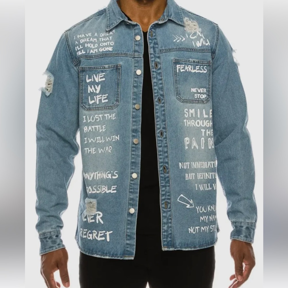 Victorious Sz Small Denim Distressed Jacket